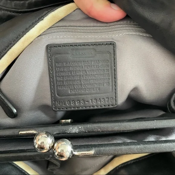 COACH PARKER BLACK LEATHER SATCHEL SHOULDER BAG - Picture 5 of 9